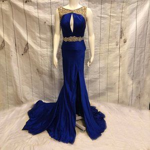 Mac Duggal Royal Blue Rhinestone Gown Sz 2 NWOT